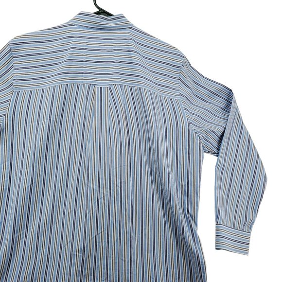 Chaps Shirt Men's Long Sleeve Striped Casual Button Up Striped Blue White Large - Picture 11 of 12